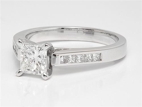 White Gold 0.74 Princess cut Engagement Ring With Side Stones