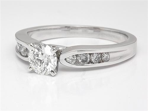 White Gold 0.72 Round cut Engagement Ring With Sidestones