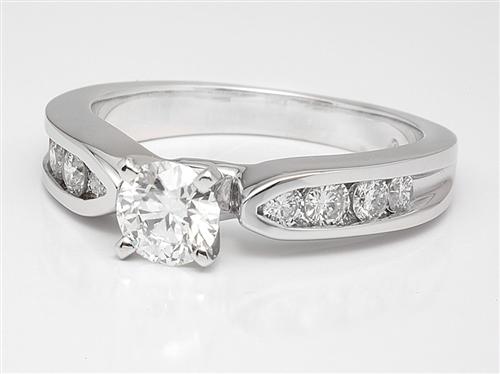 White Gold 0.43 Round cut Side Stone Engagement Rings