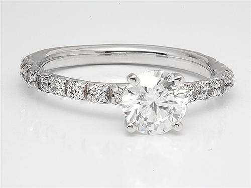 White Gold 0.91 Round cut Pave Ring Setting