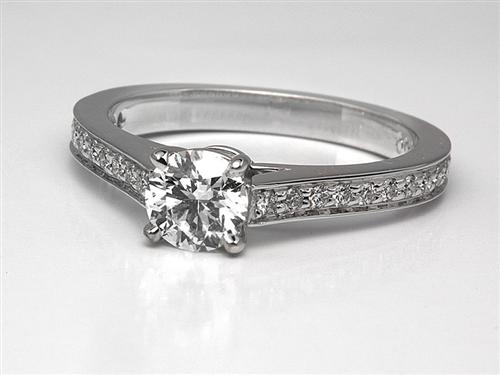 White Gold 0.49 Round cut Pave Diamond Engagement Ring