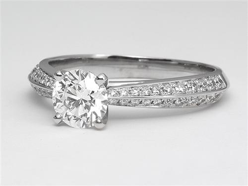 White Gold 0.81 Round cut Pave Ring Set
