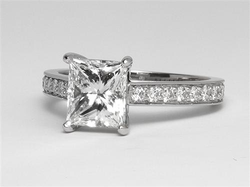 Platinum 2.00 Princess cut Micro Pave Ring