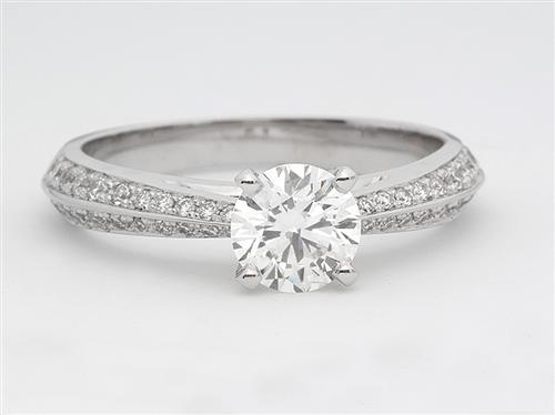 White Gold 0.76 Round cut Pave Ring