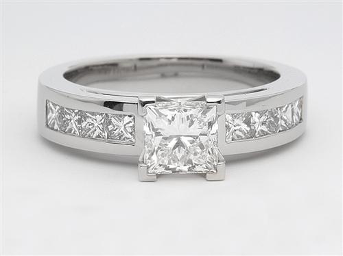 Platinum 1.11 Princess cut Engagement Ring Side Stones