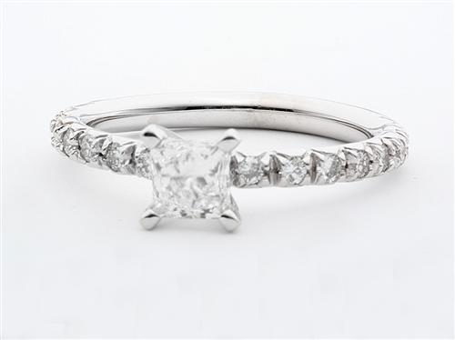 White Gold 0.54 Princess cut Engagement Rings Pave