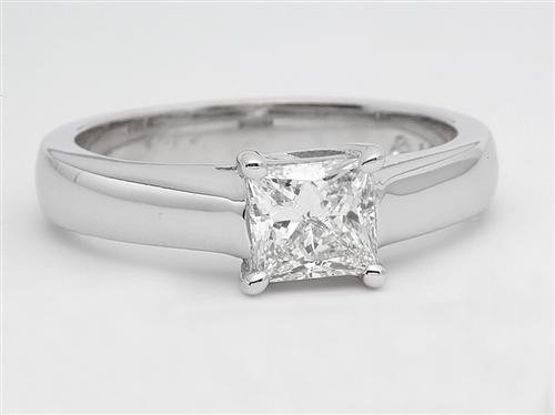 White Gold 0.69 Princess cut Diamond Solitaire Ring Settings