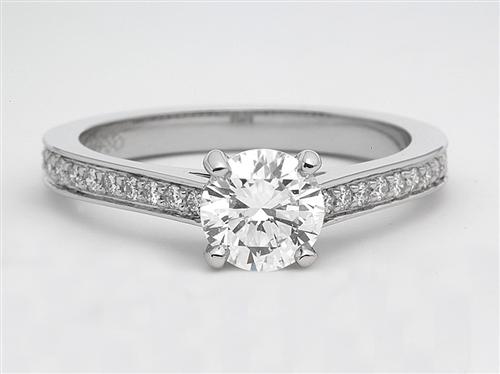 Platinum 0.86 Round cut Pave Setting Rings