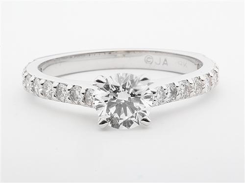 White Gold 0.70 Round cut Princess Cut Engagement Rings With Side Stones