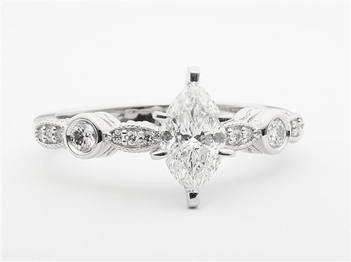 Platinum 0.92 Marquise cut Diamond Ring With Sidestones