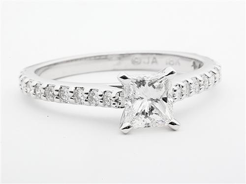 White Gold 0.66 Princess cut Sidestone Engagement Ring