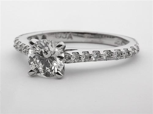 White Gold 0.70 Round cut Engagement Ring With Side Stones
