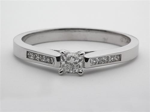 White Gold 0.35 Princess cut Diamond Rings With Side Stones