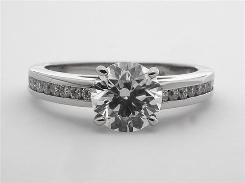 Platinum 1.40 Round cut Sidestone Engagement Ring