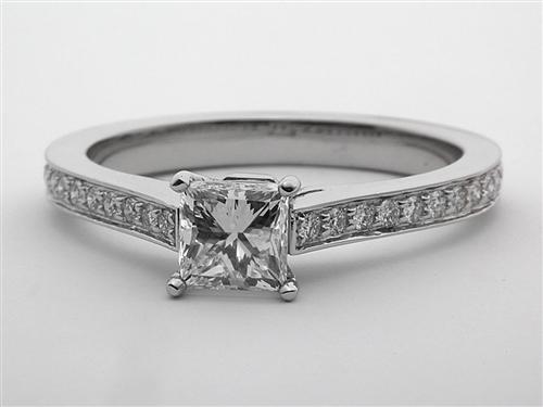 Platinum 0.70 Princess cut Pave Rings