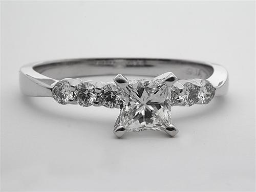 White Gold 1.01 Princess cut Engagement Ring With Sidestones