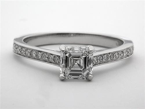 Platinum 1.09 Asscher cut Pave Ring