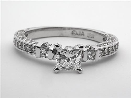 White Gold 0.86 Princess cut Engagement Ring