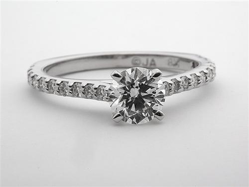 White Gold 0.85 Round cut Diamond Ring With Sidestones