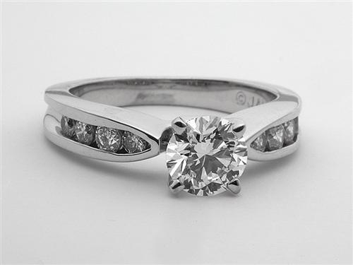 White Gold 0.74 Round cut Princess Cut Engagement Rings With Side Stones
