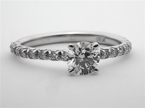 White Gold 0.75 Round cut Pave Diamond Engagement Ring