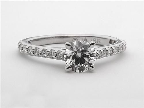 White Gold 0.64 Round cut Sidestone Engagement Ring