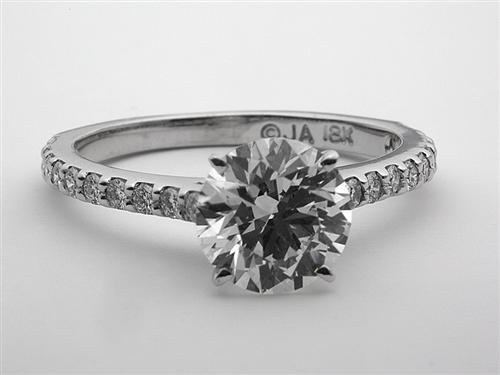 White Gold 1.74 Round cut Engagement Ring Side Stones