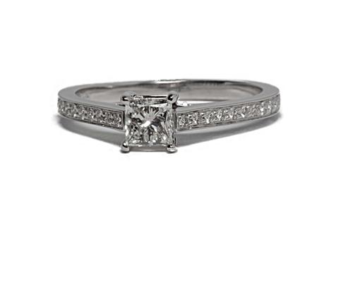 White Gold 0.56 Princess cut Pave Ring Settings
