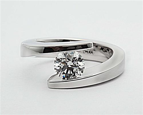 White Gold 0.83 Round cut Tension Diamond Rings