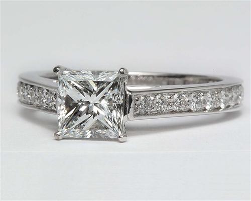 White Gold 1.15 Princess cut Pave Ring