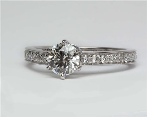 White Gold 0.73 Round cut Pave Engagement Rings