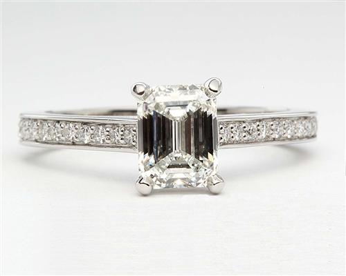 Platinum 1.23 Emerald cut Pave Ring Settings