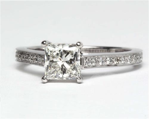 White Gold 1.05 Princess cut Pave Diamond Engagement Rings