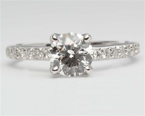 White Gold 0.75 Round cut Pave Diamond Engagement Ring