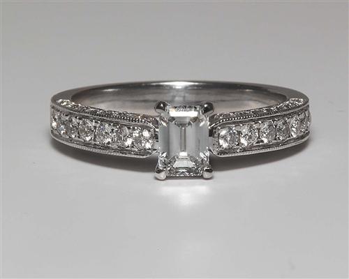 White Gold 0.52 Emerald cut Diamond Ring
