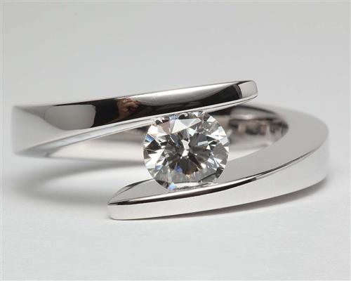 White Gold 0.71 Round cut Tension Ring