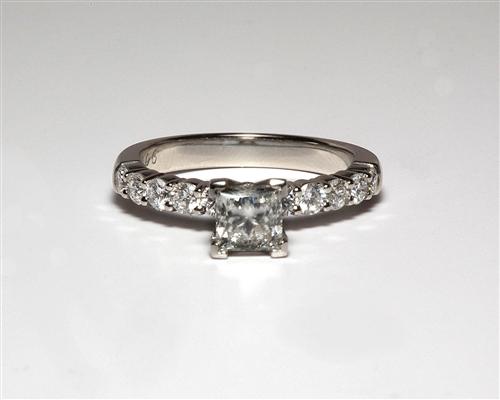 Platinum 0.73 Princess cut Engagement Ring With Side Stones