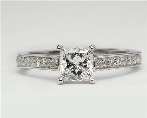 White Gold 0.72 Princess cut Pave Ring Mountings
