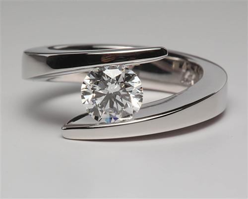 White Gold 0.90 Round cut Tension Ring Setting