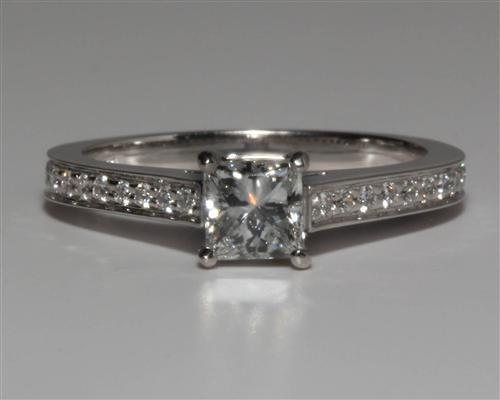 White Gold 0.55 Princess cut Pave Ring