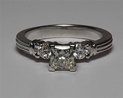 White Gold 0.55 Princess cut Engagement Ring With Side Stones