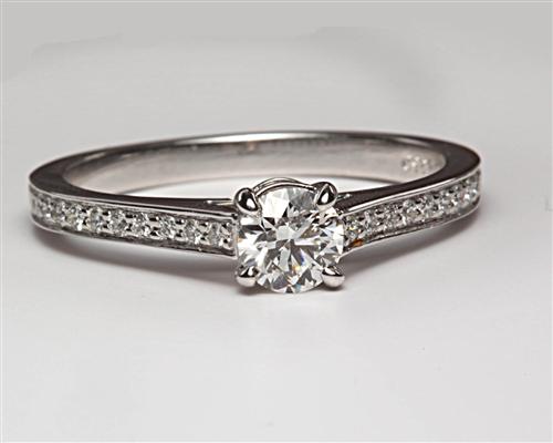 White Gold 0.44 Round cut Pave Engagement Rings