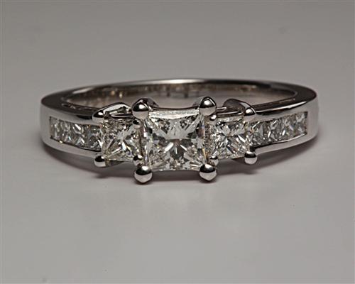 White Gold 0.51 Princess cut Diamond Ring With Side Stones