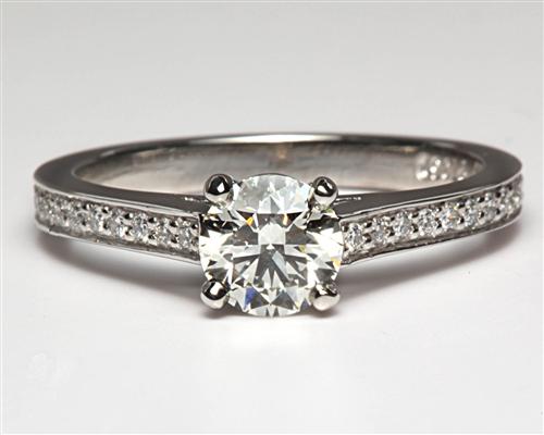 Platinum 0.70 Round cut Pave Ring Settings