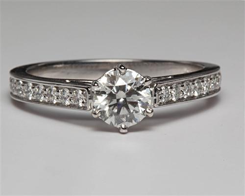 White Gold 0.71 Round cut Micro Pave Ring
