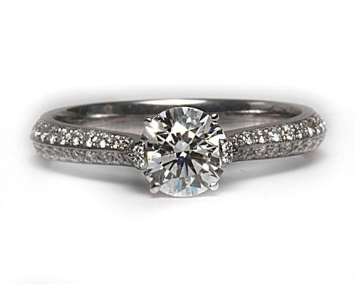 White Gold 0.73 Round cut Micropave Ring