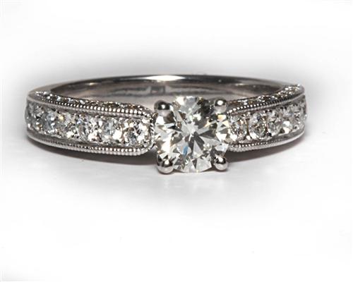White Gold 0.50 Round cut Pave Ring Setting
