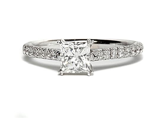 White Gold 0.52 Princess cut Micro Pave Ring