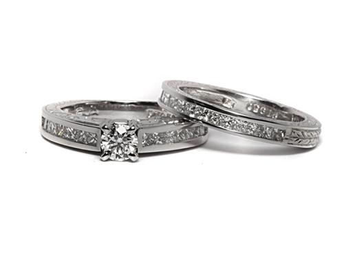 Platinum 0.33 Round cut Bridal Wedding Sets
