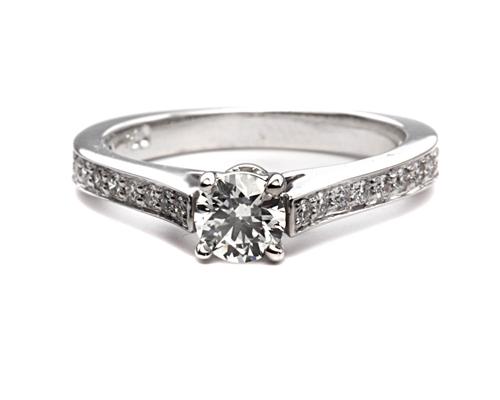 White Gold 0.31 Round cut Pave Diamond Engagement Ring
